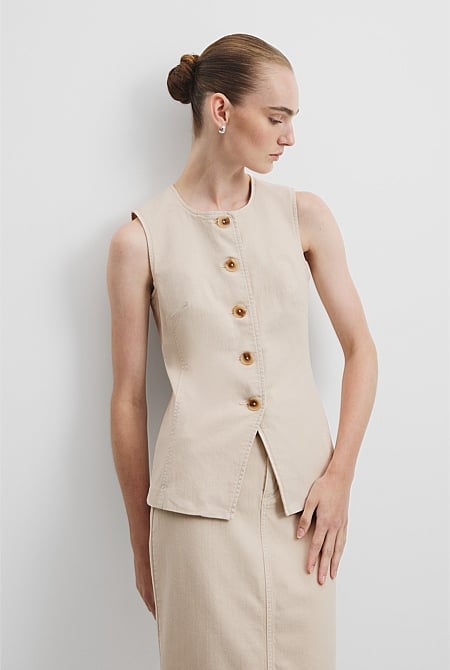 Recycled Cotton Denim Sleeveless Top