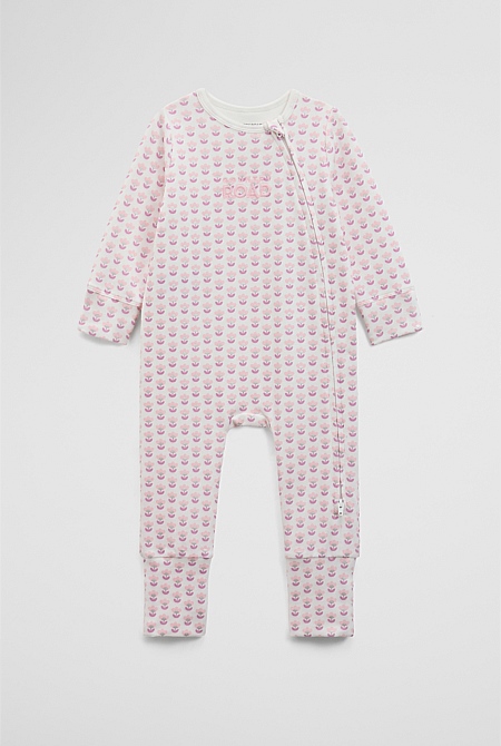 Organically Grown Cotton Blend Logo Zip Jumpsuit