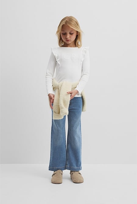 Long Sleeve Logo Frill T-Shirt