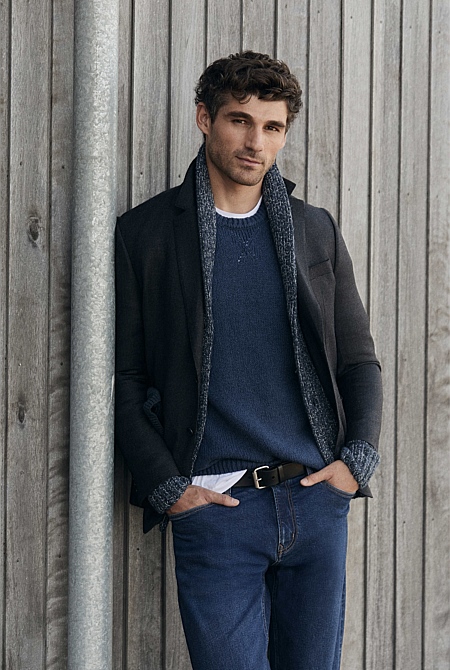 Regular Fit Herringbone Wool Jacket