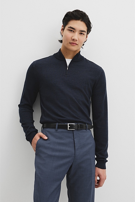 Australian Merino Long Sleeve Vam Half Zip Knit