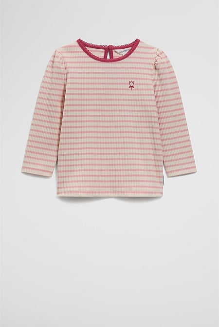 Rib Puff Sleeve Top