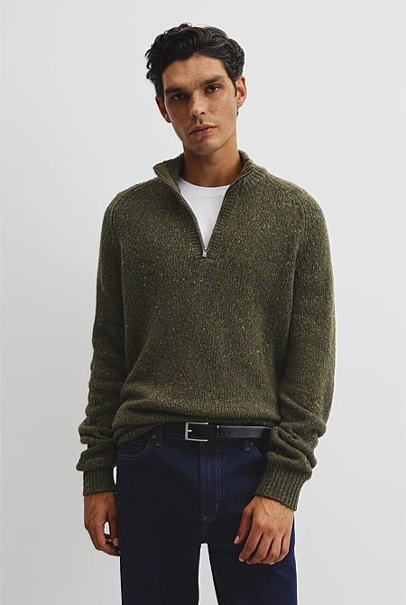 Merino Nep Quarter Zip Knit