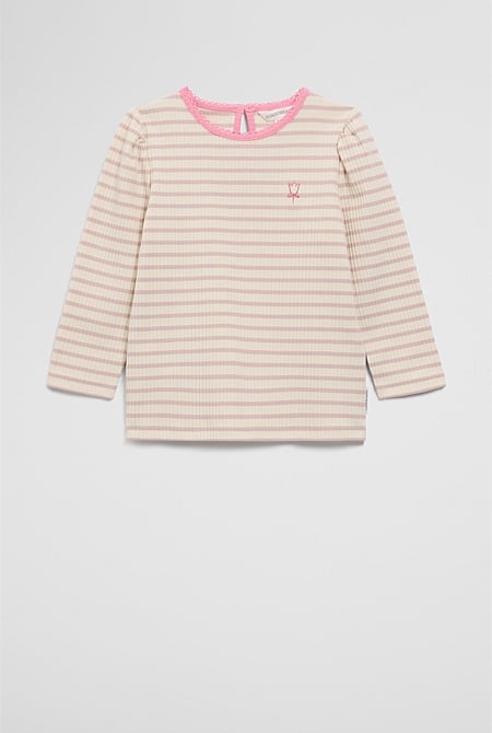 Rib Puff Sleeve Top