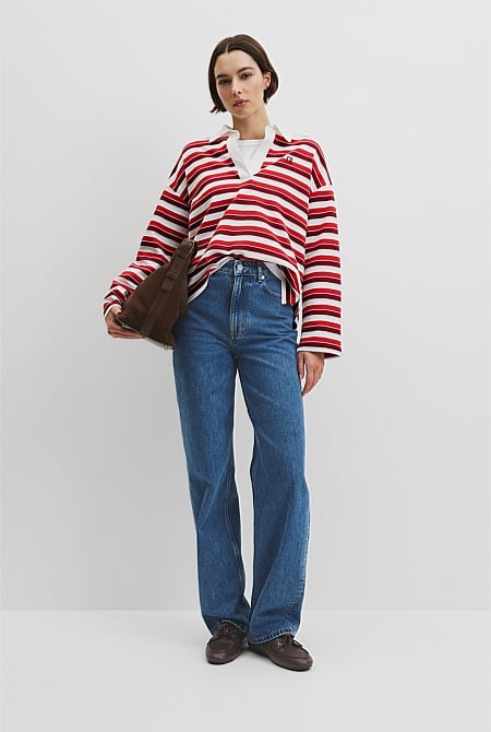 Australian Grown Cotton Stripe Texture Rugby Sweat