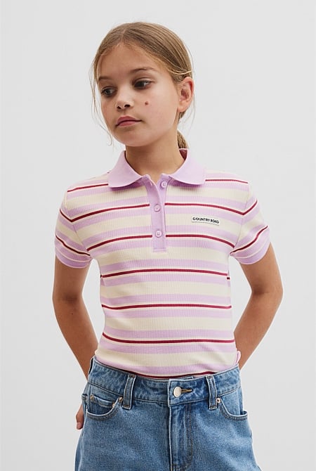 Short Sleeve Stripe Polo Top