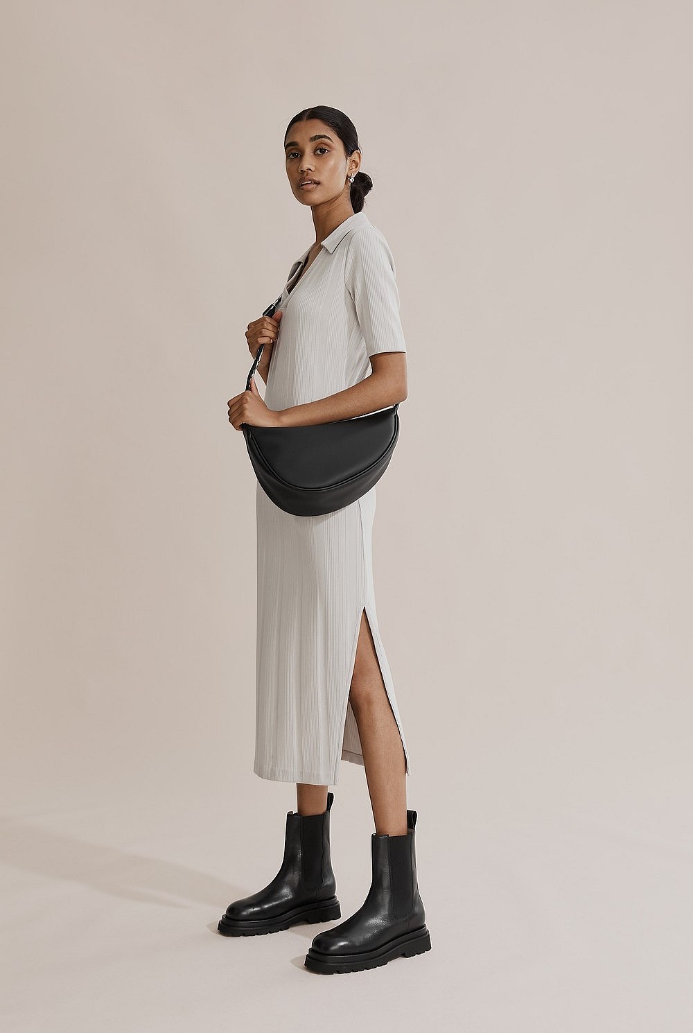 Rib Polo Midi Dress