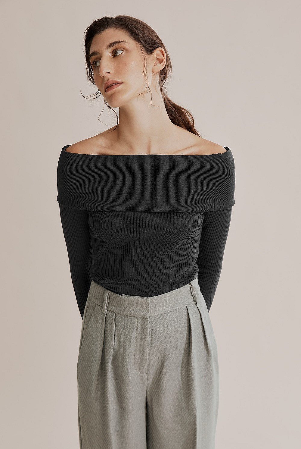 Off Shoulder Knit Top