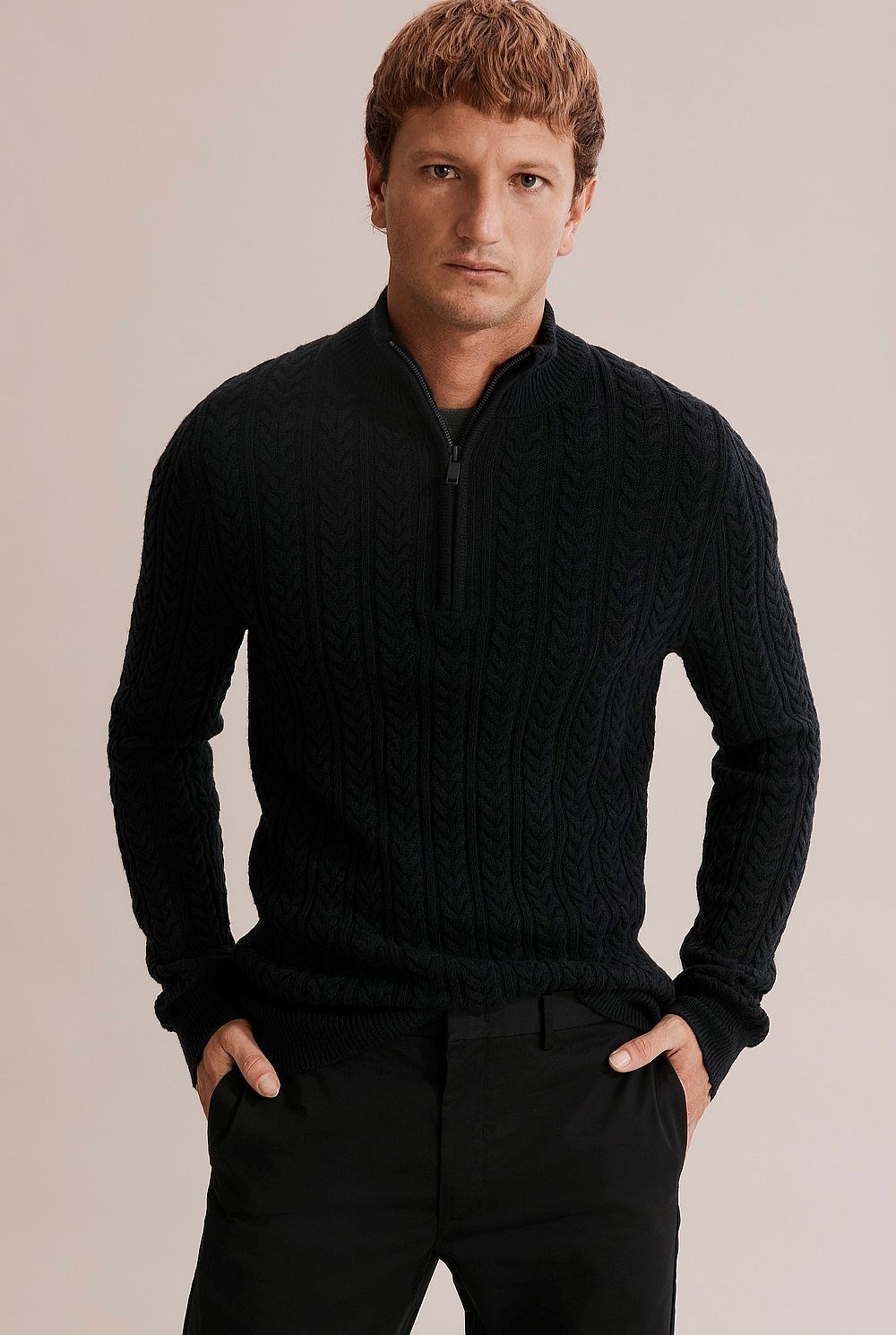 Australian Lambswool Cable Half Zip Knit