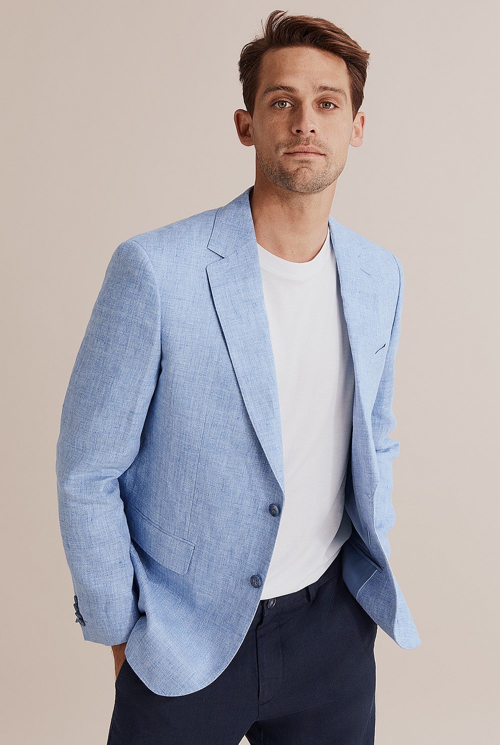 Regular Fit Linen Chambray Blazer