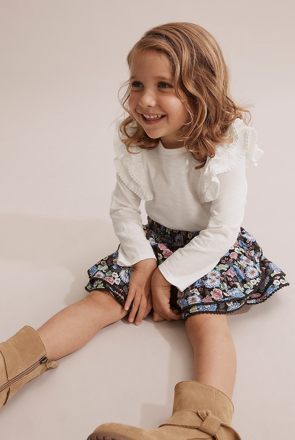 Cotton Slub Frill T-Shirt