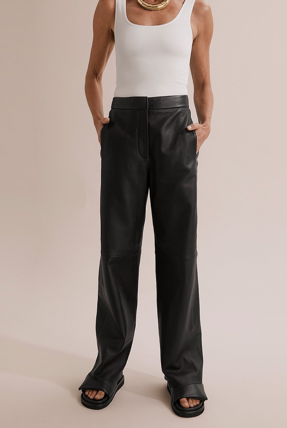 Wide Leg Leather Pant