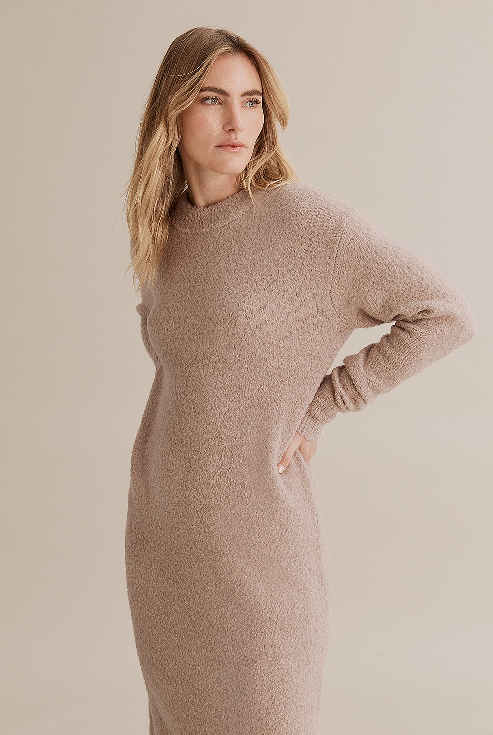 Boucle Knit Midi Dress