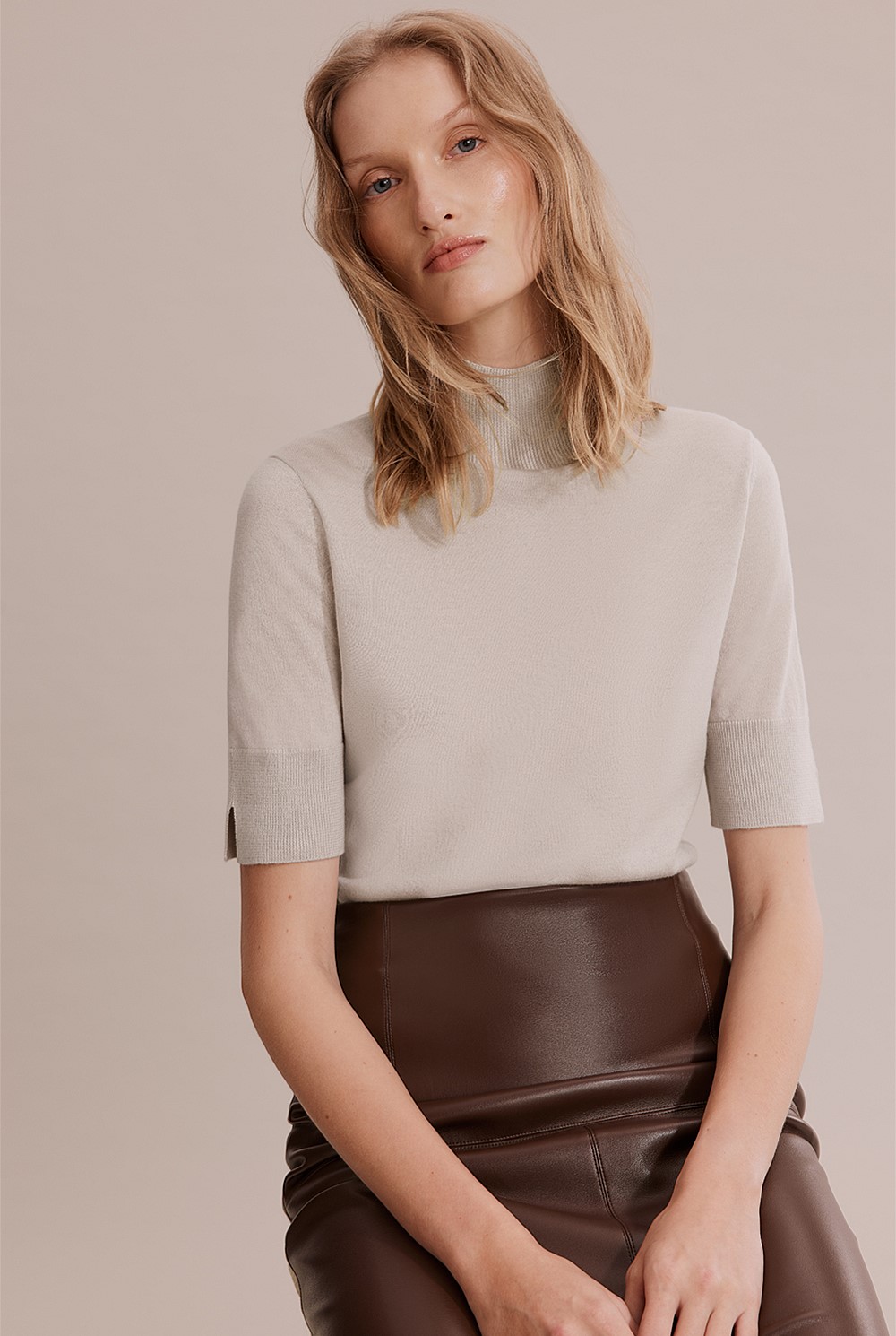 Merino Wool Silk Short Sleeve Knit