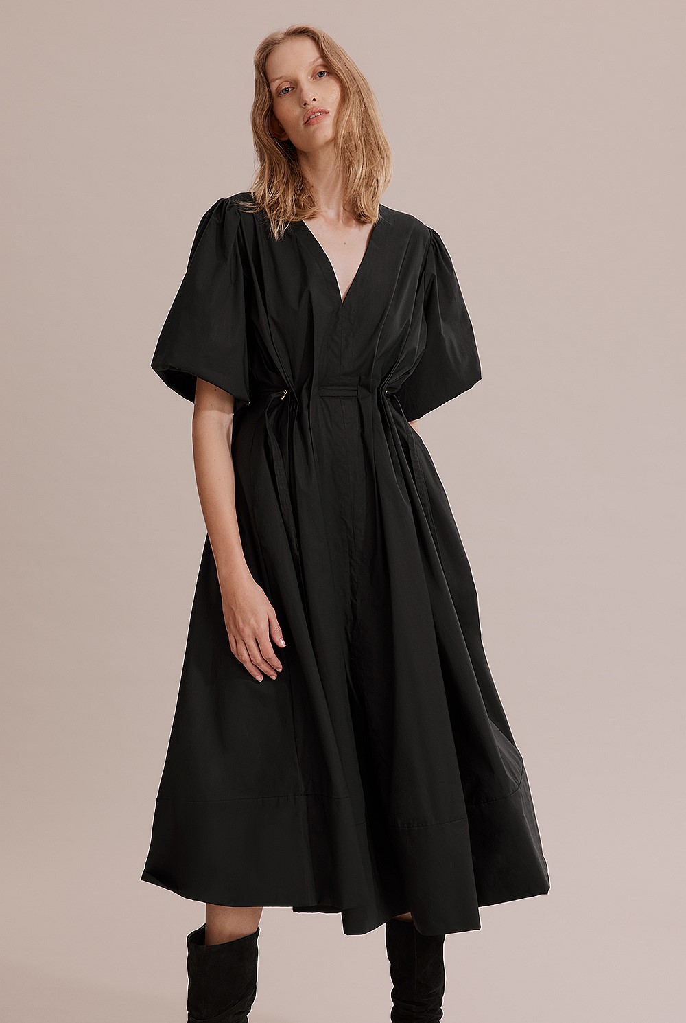 Gathered Detail Midi Dress