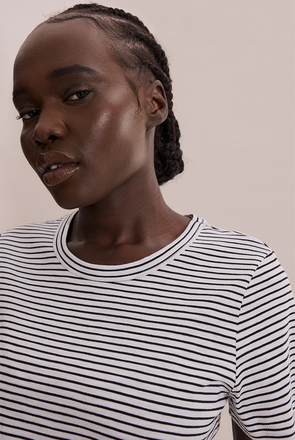 Short Sleeve Cotton Slub Stripe T-Shirt