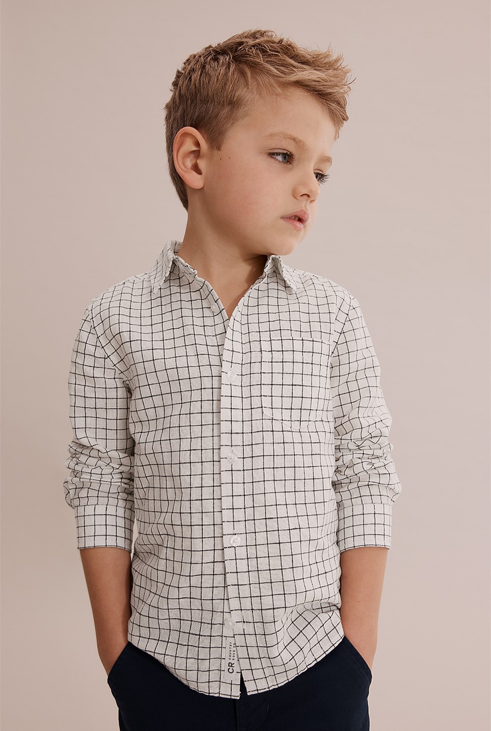 Long Sleeve Windowpane Shirt