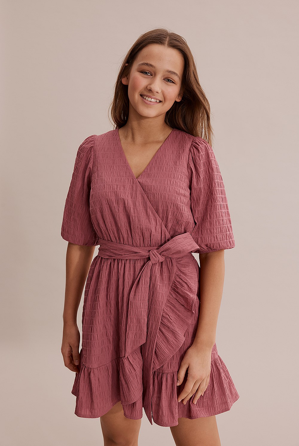 Teen Textured Wrap Dress