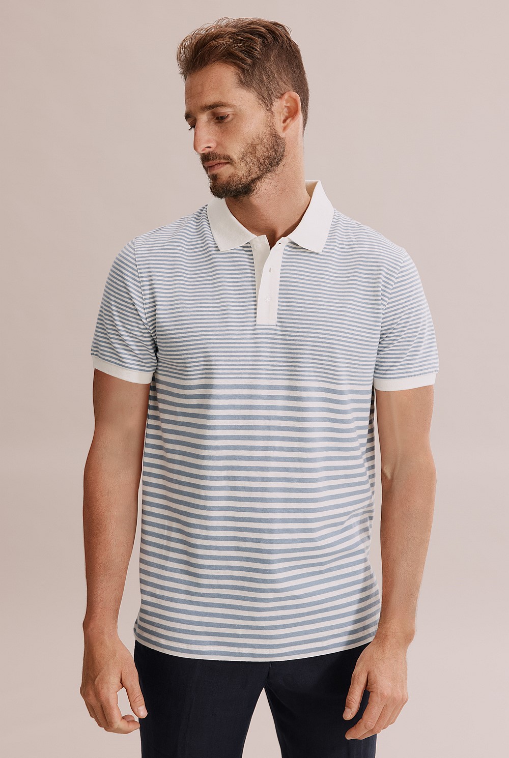 Stripe Cotton Linen Polo