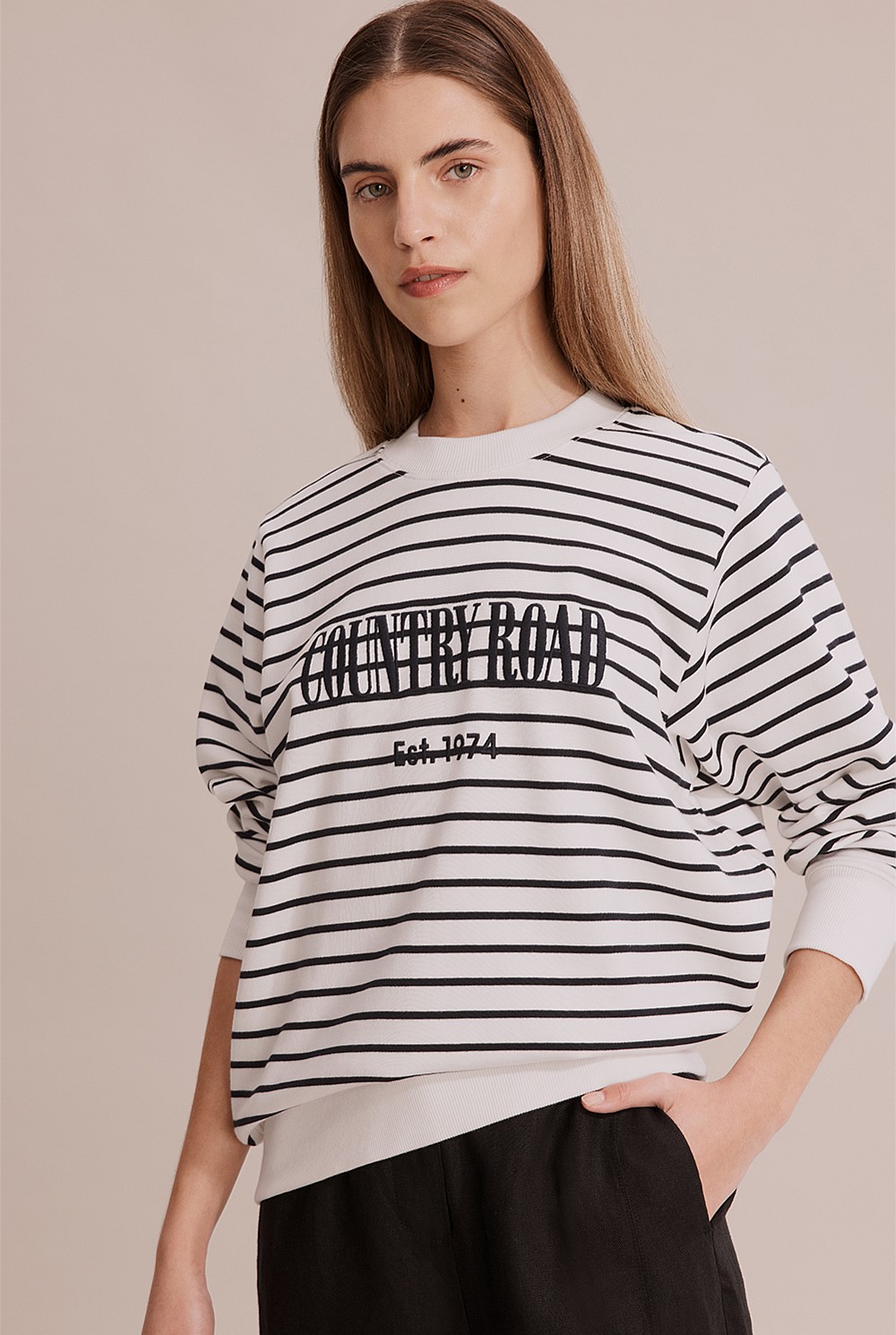 Cotton Stripe Heritage Sweat