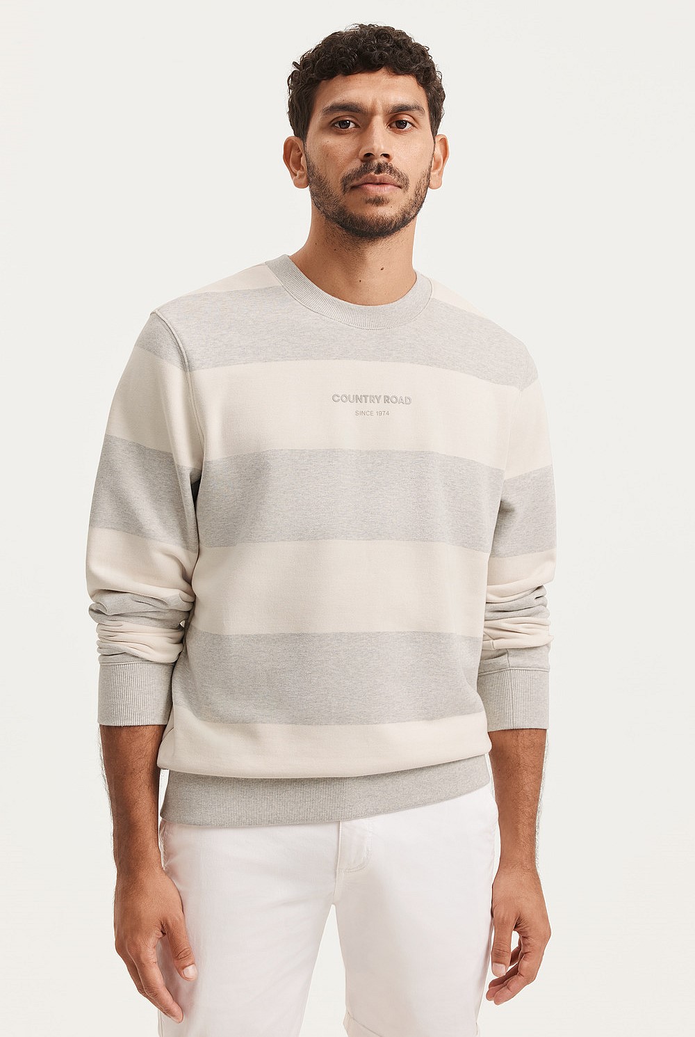 Cotton Stripe Logo Sweat