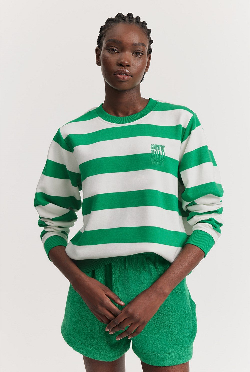 Verified Australian Cotton Logo Stripe Sweat