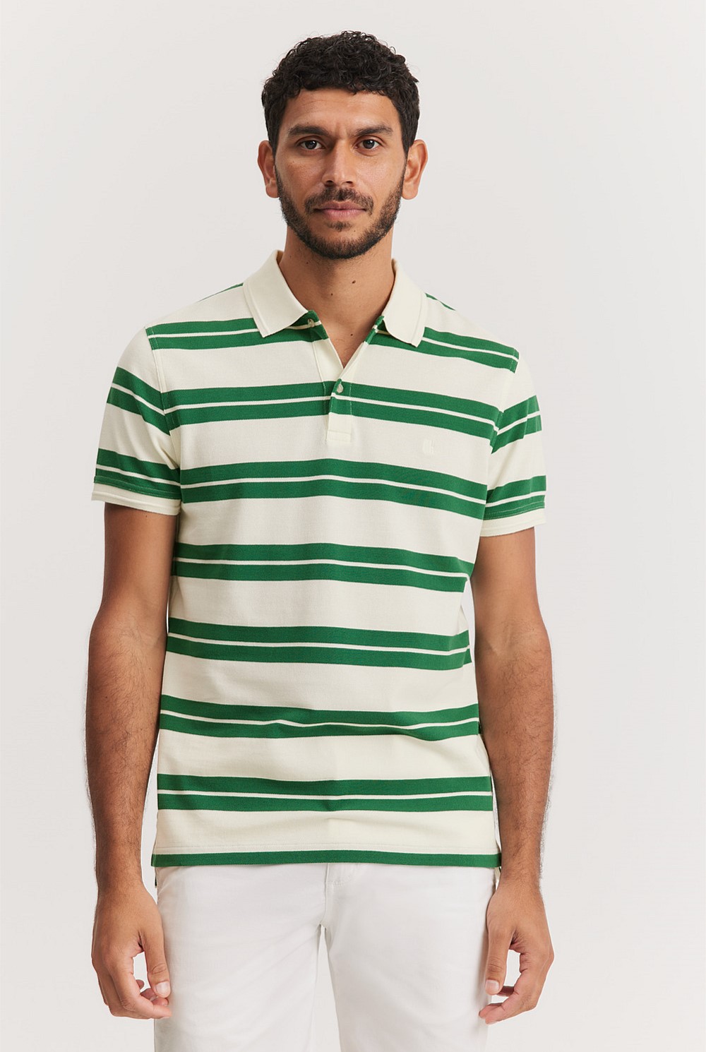 Australian Cotton Wide Stripe Pique Polo