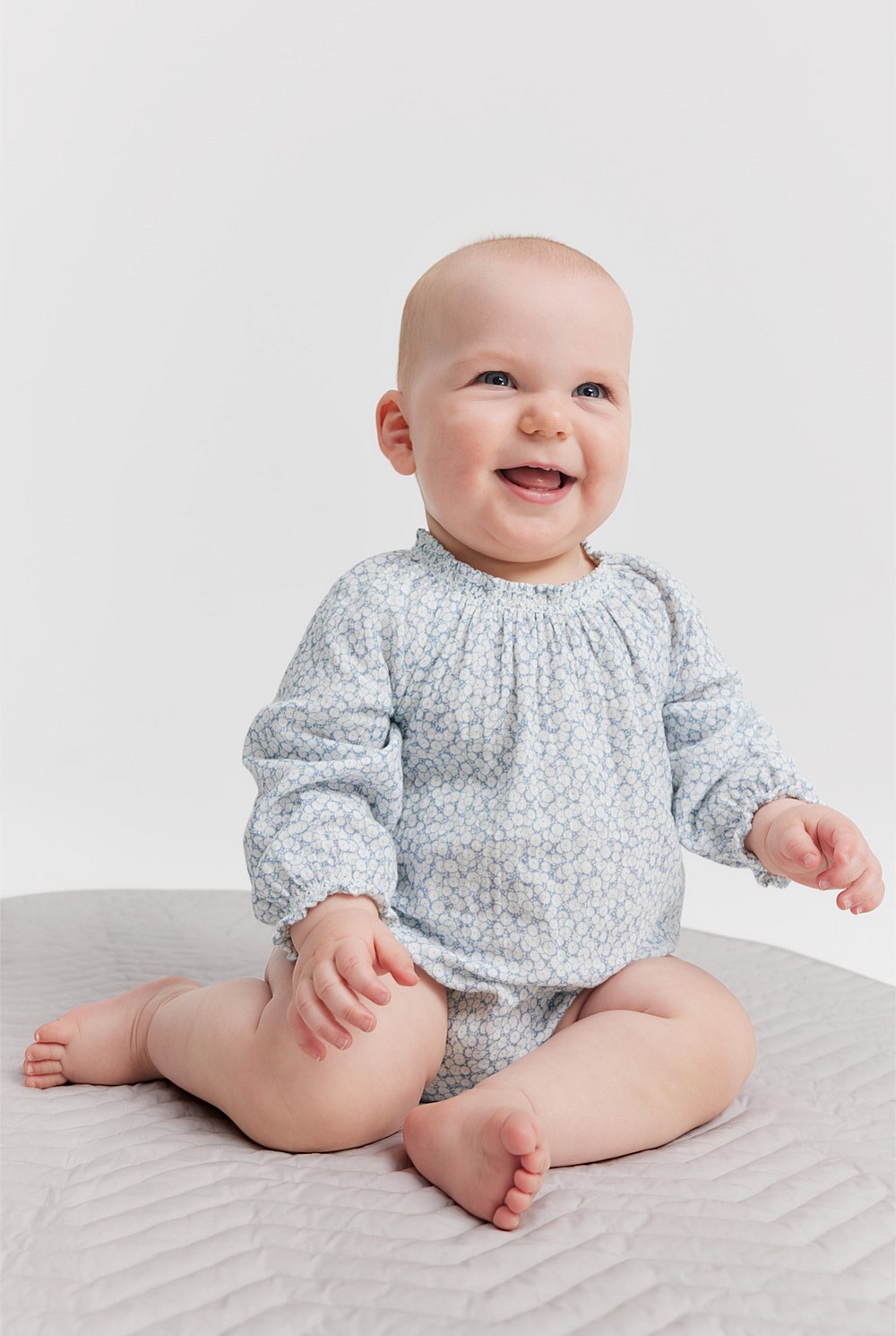 Cotton Ditsy Floral Long Sleeve Bodysuit