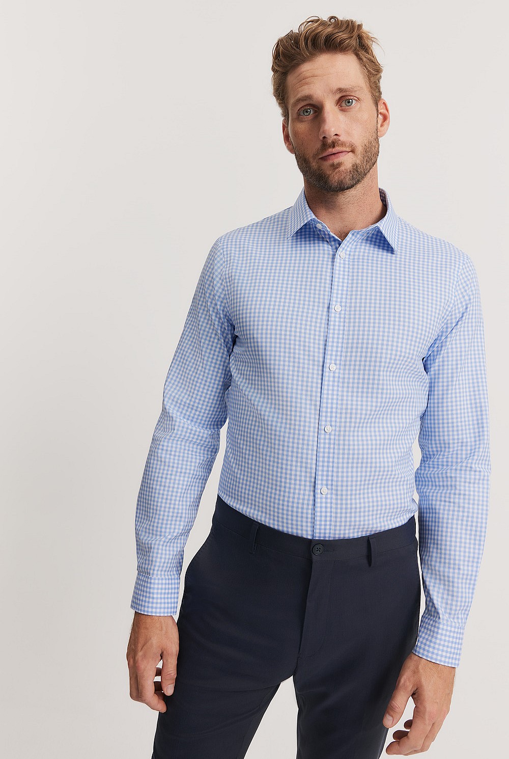 Slim Fit Gingham Travel Shirt