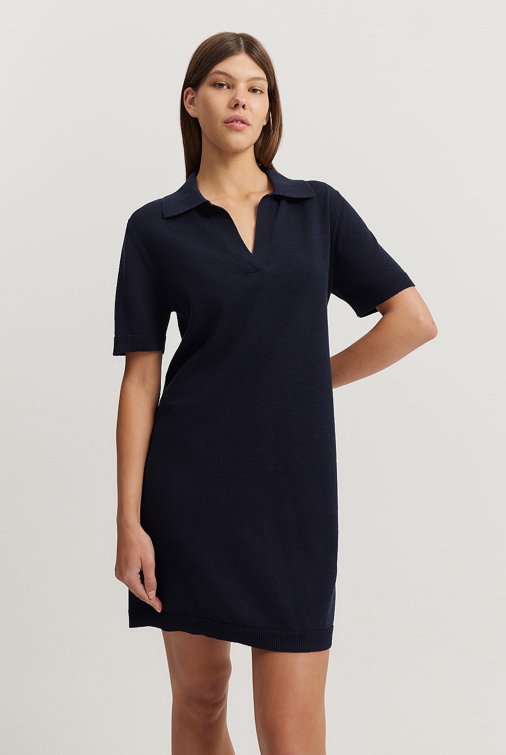 Organically Grown Cotton Linen Polo Dress