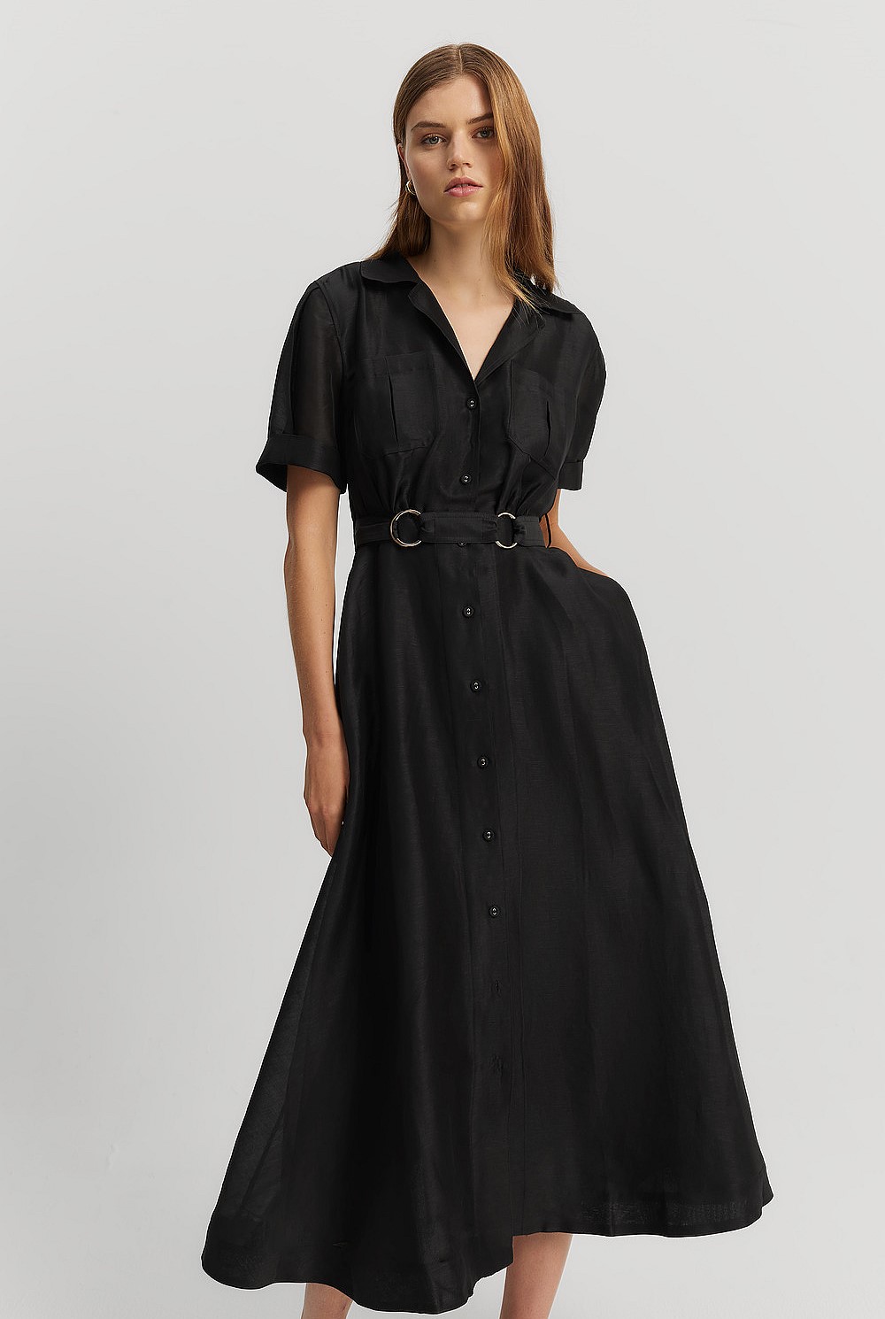 Organza Midi Shirt Dress