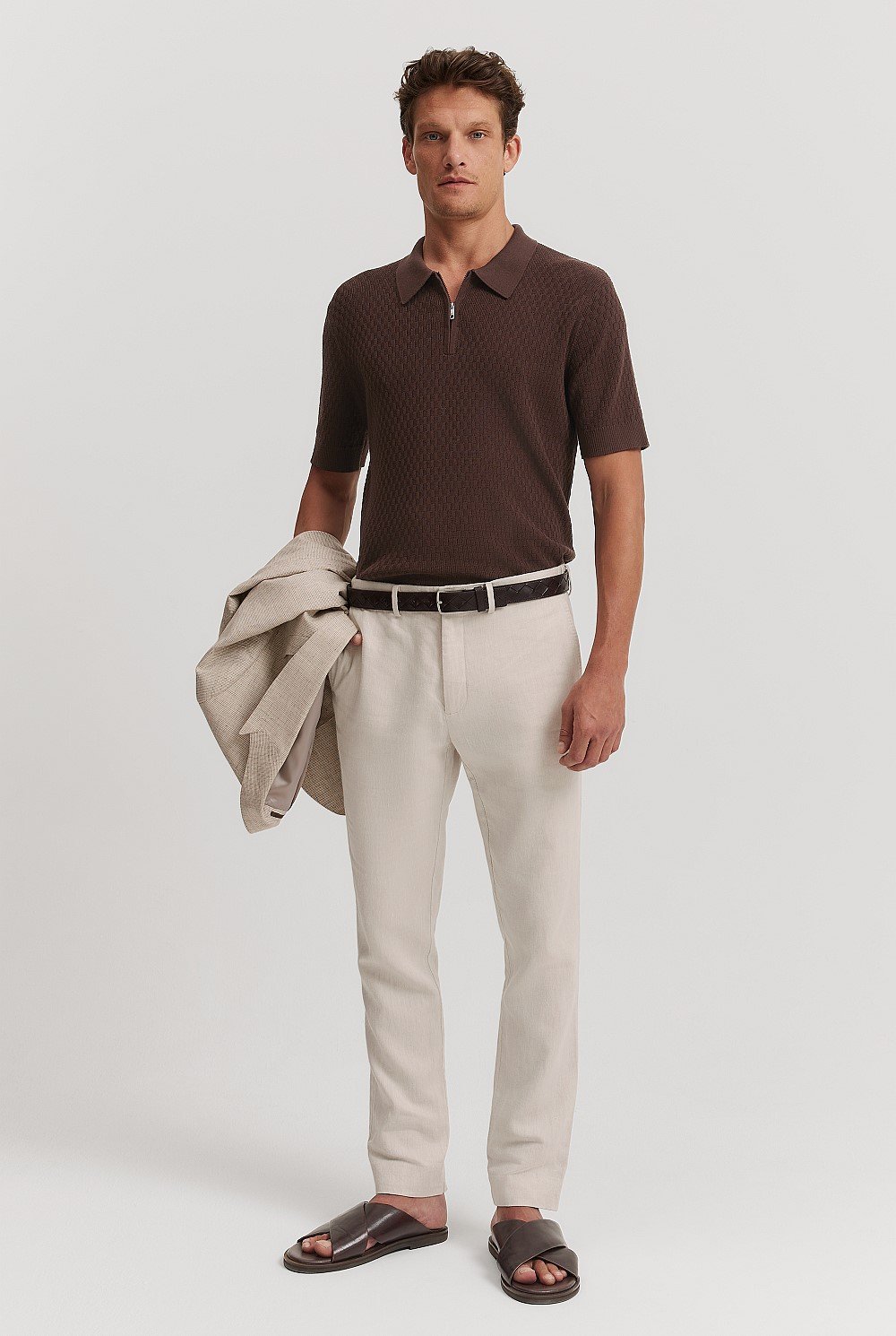 Cotton Silk Textured Knit Polo