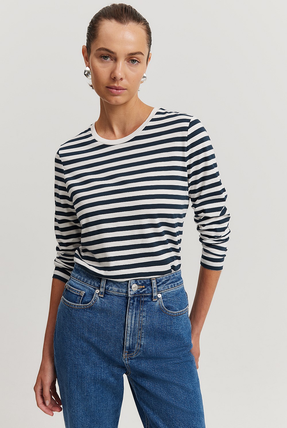 Australian Cotton Slub Stripe Long Sleeve T-Shirt