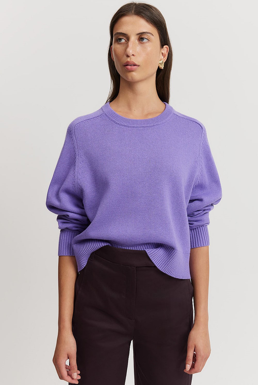 Organically Grown Cotton Blend Crop Crew Neck Knit