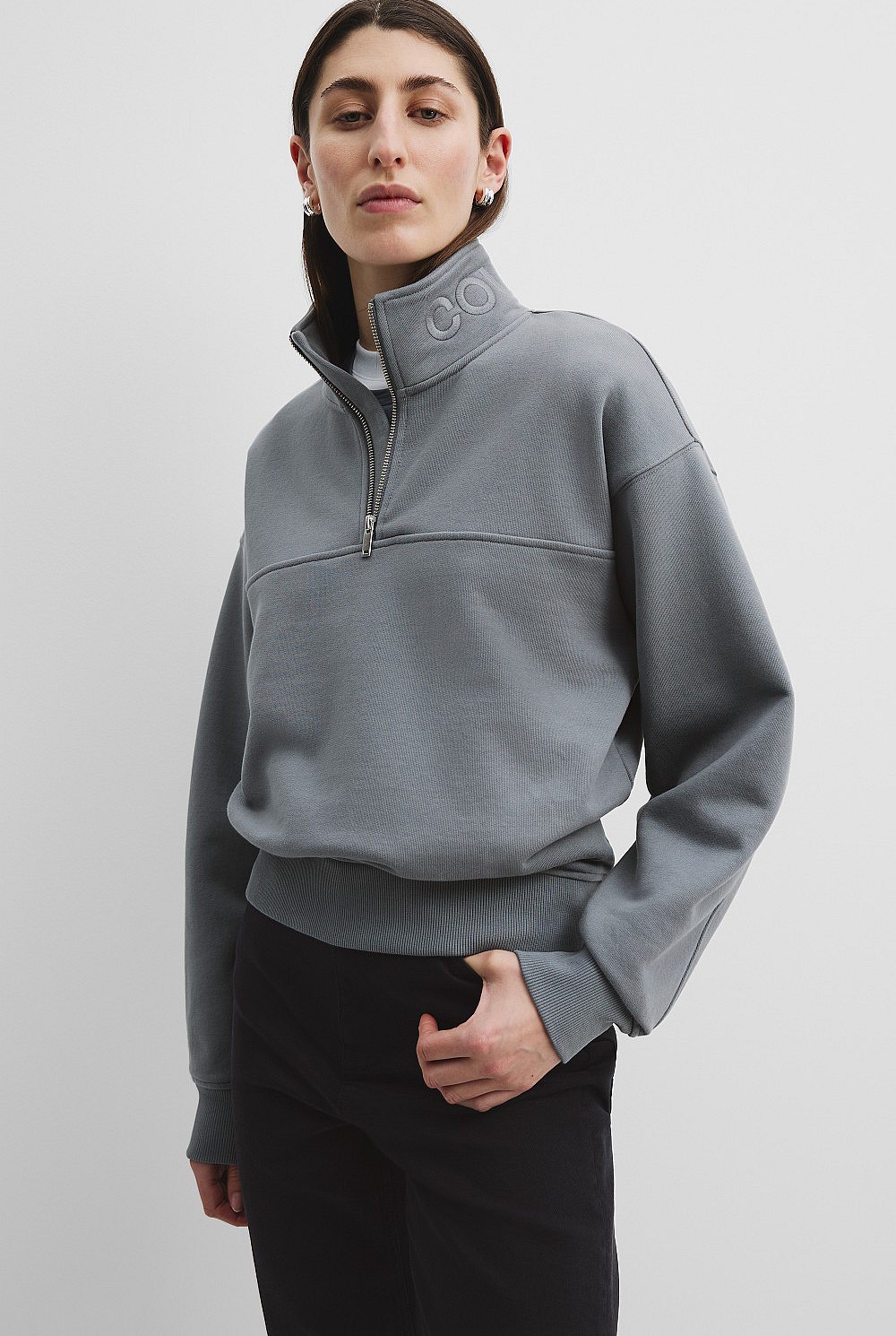 Australian Good Earth Cotton Zip Collar Sweat