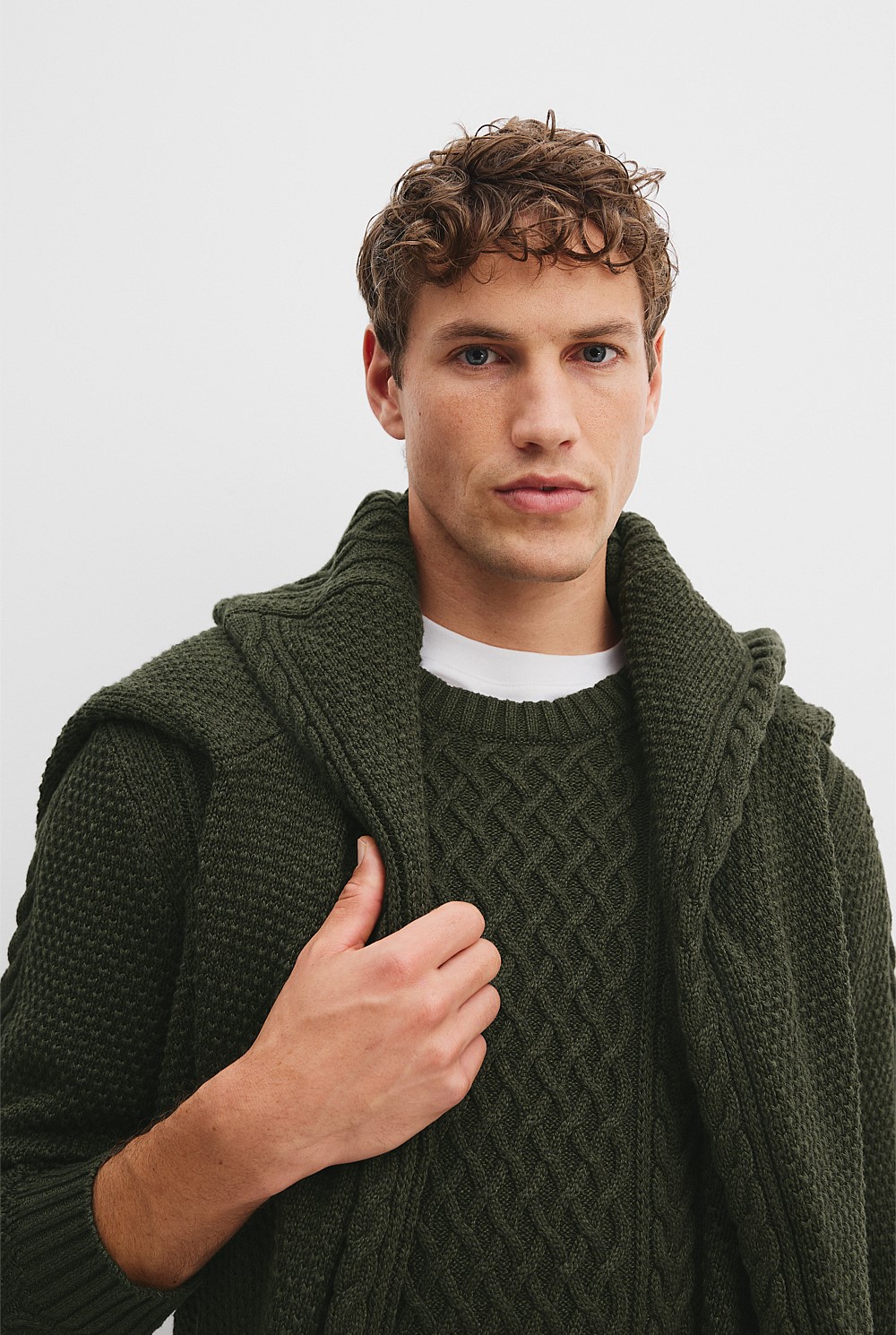 Cotton Cable Crew Knit