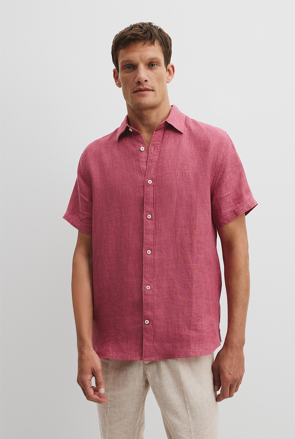 Regular Fit Organically Grown Delave Linen Short Sleeve Shirt