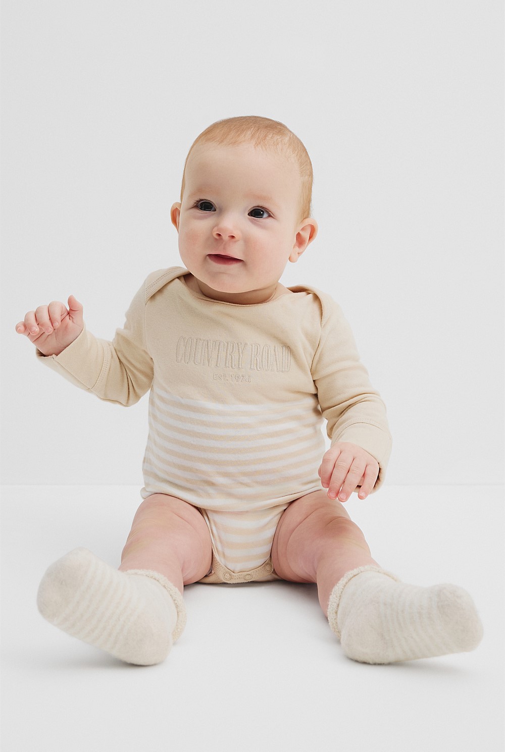 Organically Grown Cotton Stripe Long Sleeve Heritage Bodysuit