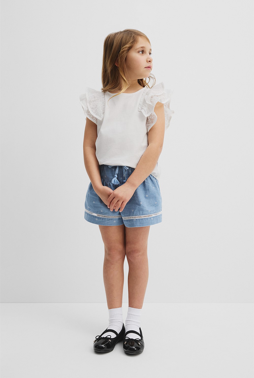 Organically Grown Cotton Frill Sleeve T-Shirt