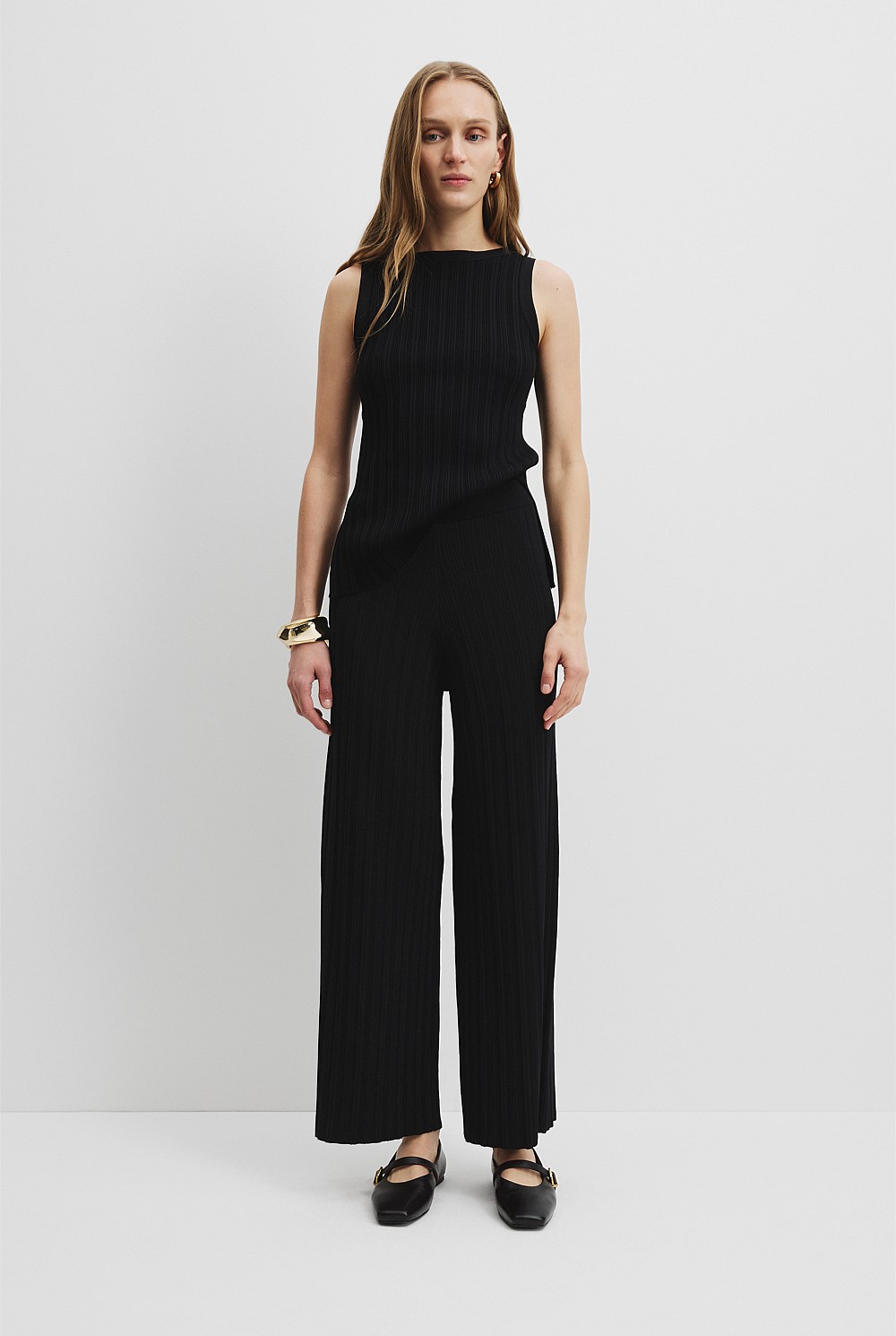 Plisse Rib Knit Pant