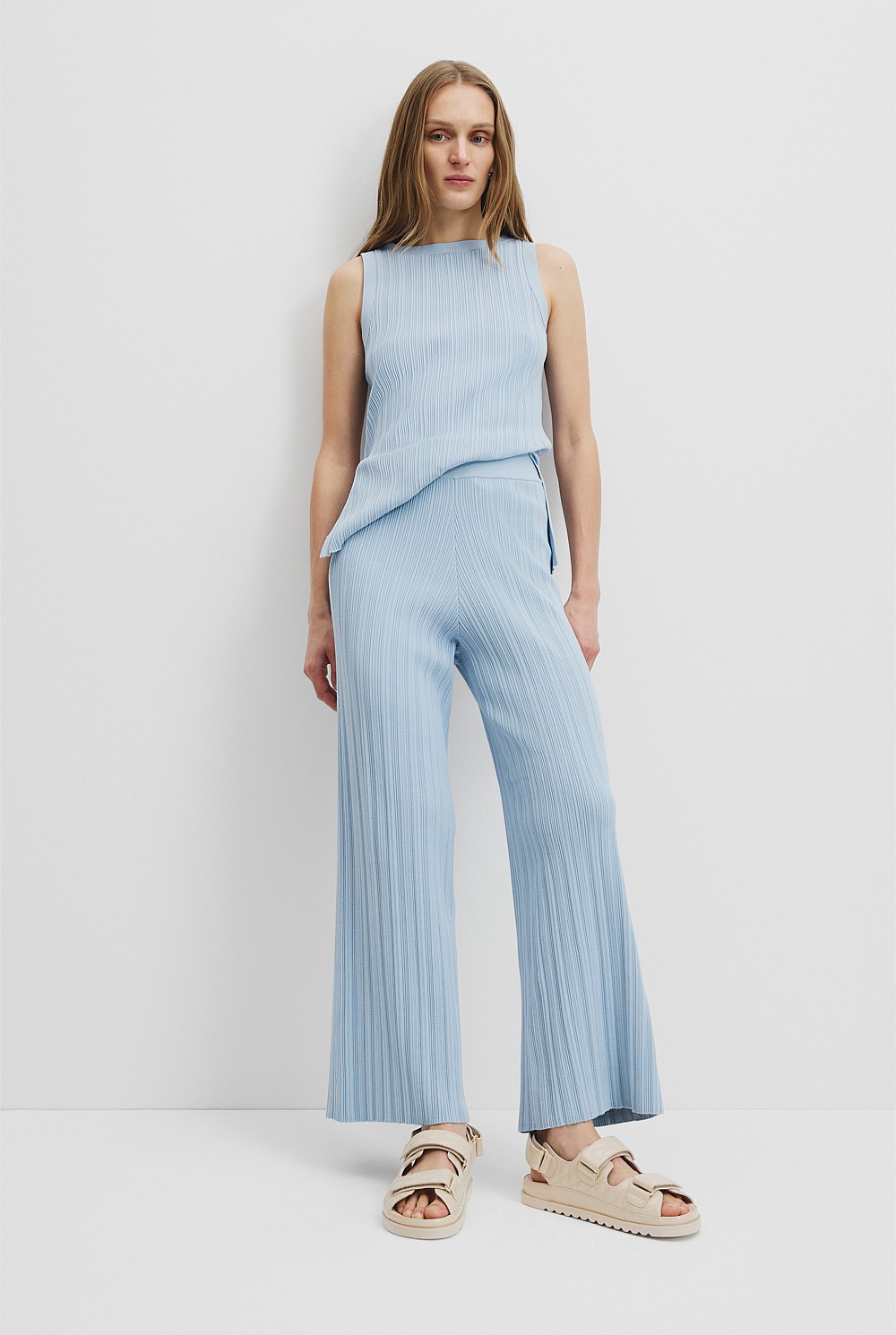 Plisse Rib Knit Pant