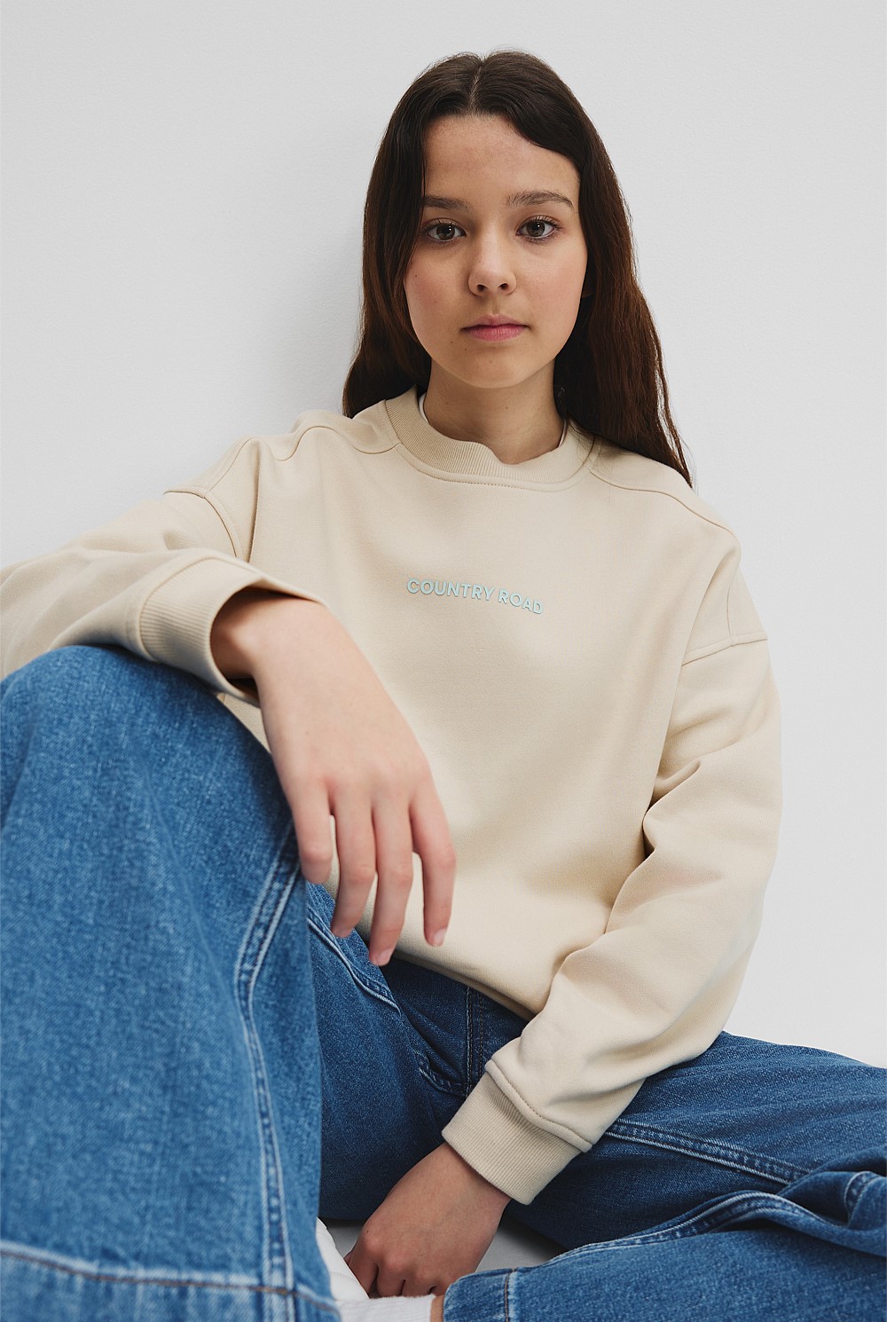 Teen Recycled Cotton Blend Longline Logo Sweat