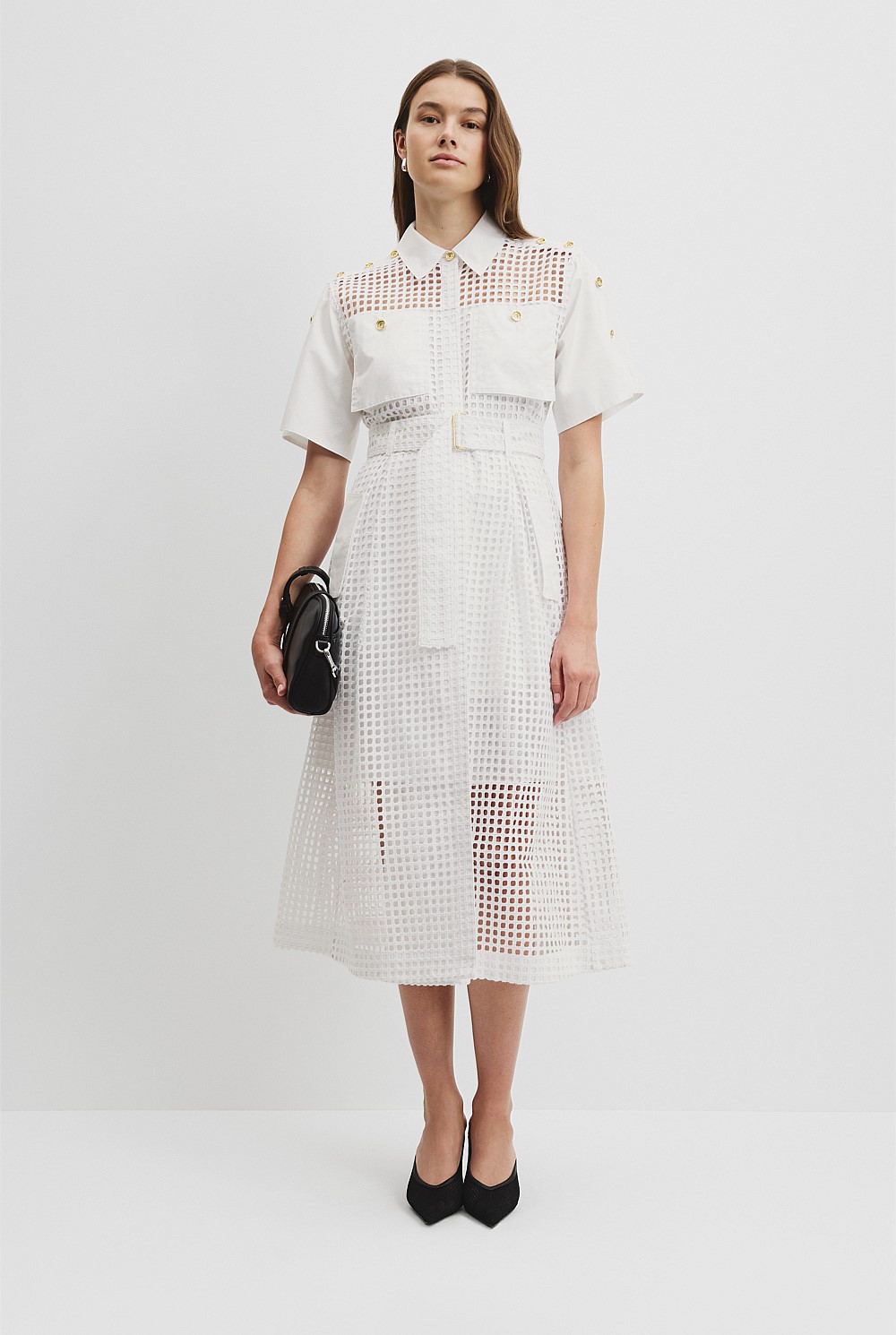 Utility Mesh Midi Dress