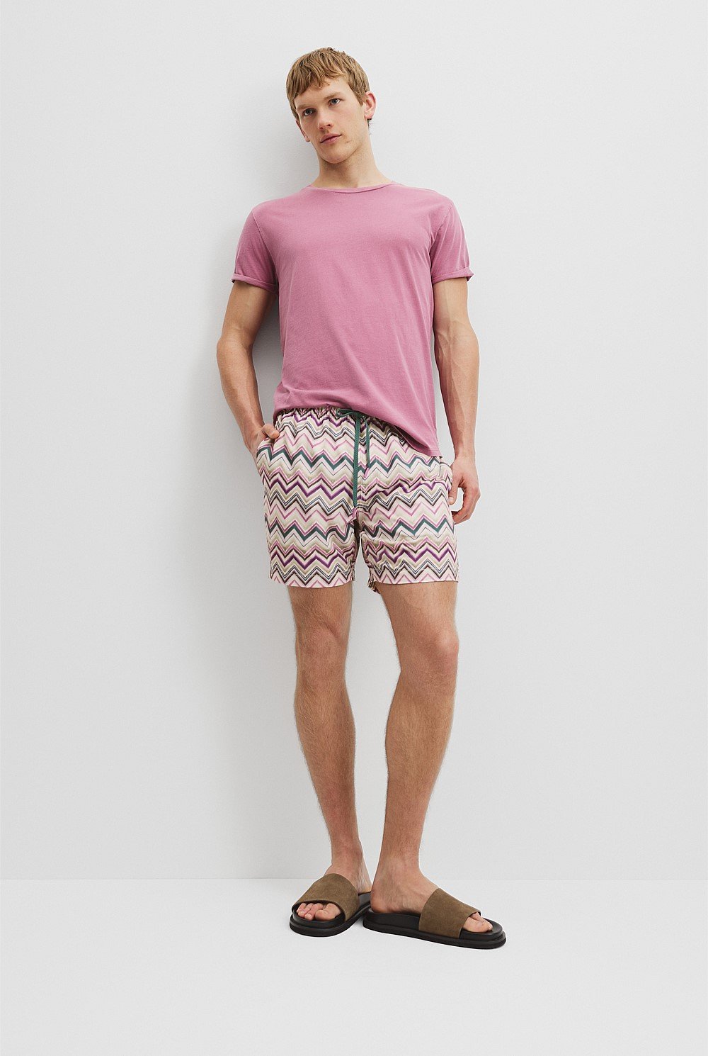 Recycled Polyester Blend Zigzag Swim Short