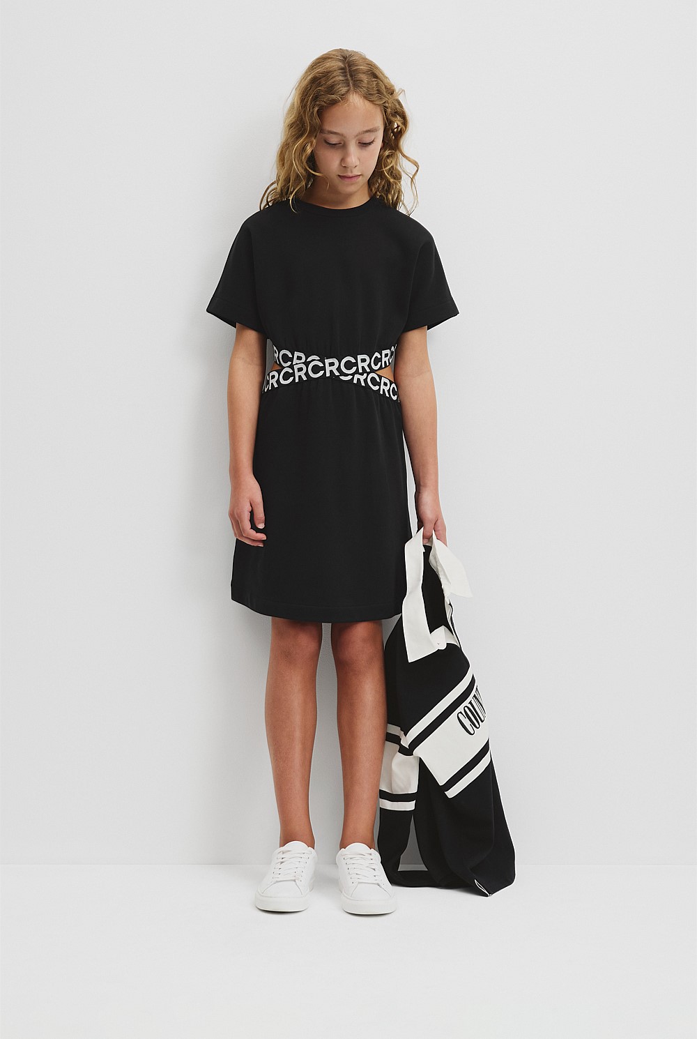 Teen Recycled Cotton Blend Logo Cut Out Dress