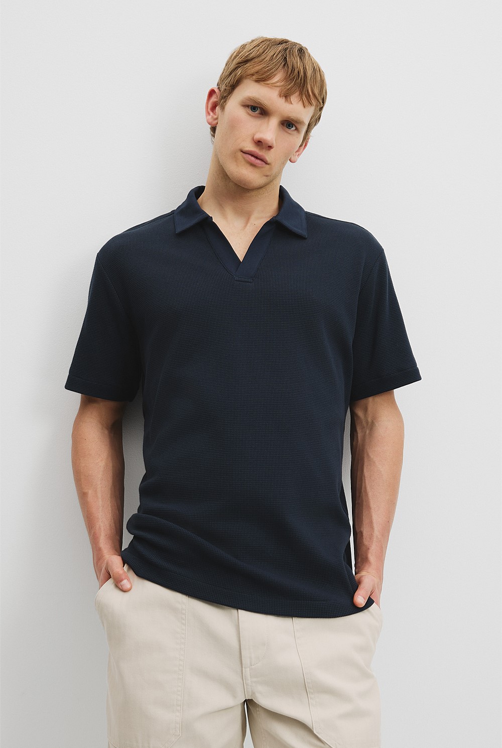 Australian Cotton Relaxed Waffle Polo