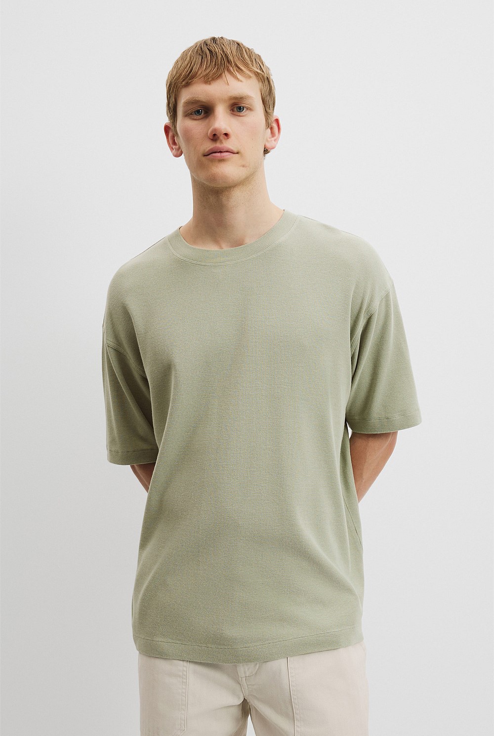 Relaxed Fit Cotton Blend Textured T-Shirt