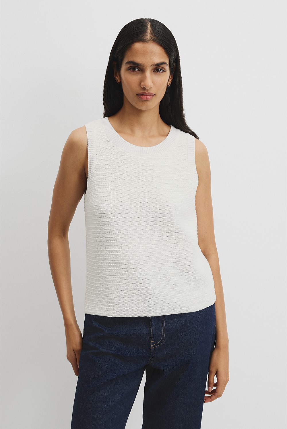 Organically Grown Cotton Crochet Knit Tank