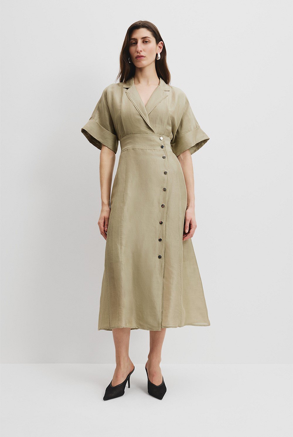 Wrap Front Midi Dress