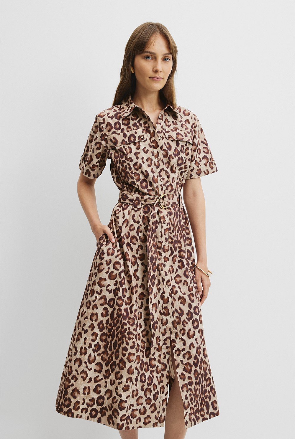 Print Flared Midi Dress